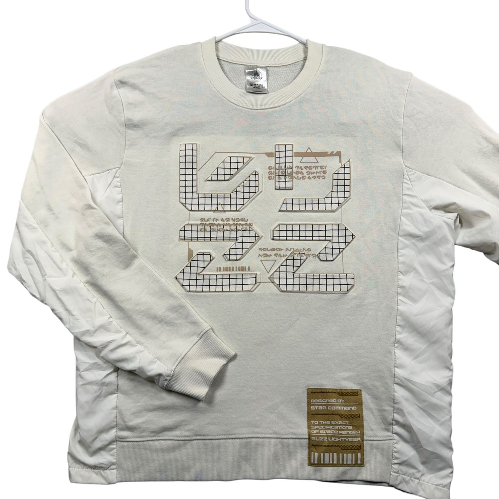 Disney Pixar Lightyear Sweatshirt Mens Medium Cream Star Command Space Ranger